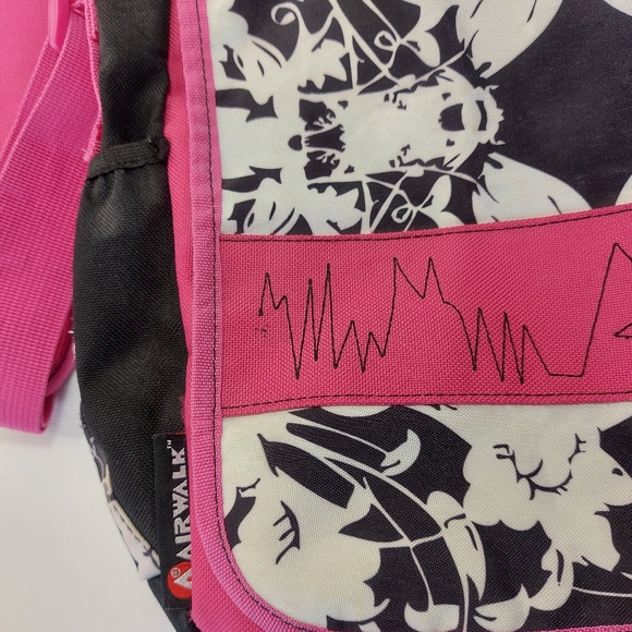 Airwalk Pink, Black and White Messenger Crossbody Book Bag - Picture 9 of 10